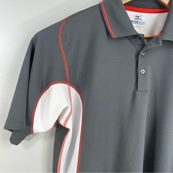 Mizuno Dry Lite Performance Polo Short Sleeve Shirt Collared Grey Orange Men’s L - Picture 7 of 16